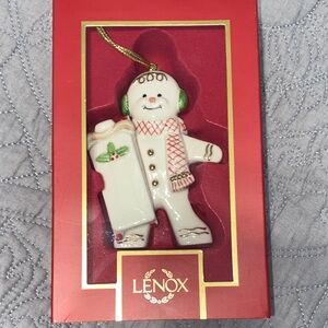 Lenox Festive Snowman Ornament - White and Red